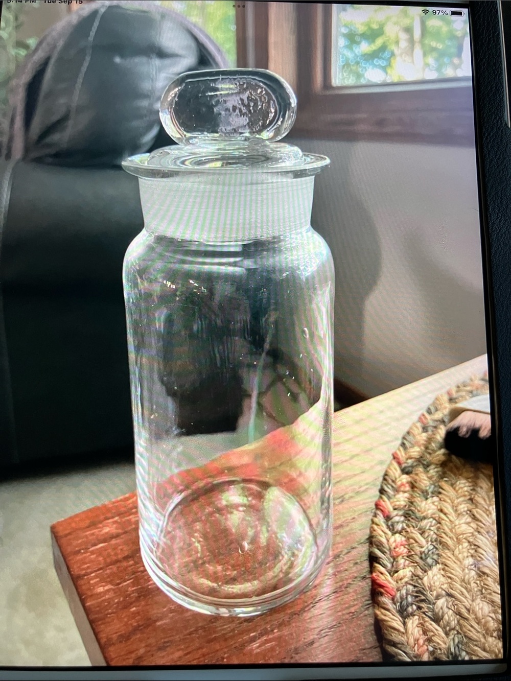 apothecary chemist glass ground neck bottle ground stopper 6.5”